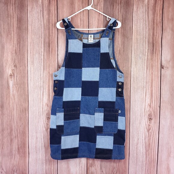 Lucy & Yak Womens Size 4 Layla Denim Dress in Paige Patchwork Blue Cotton Rare - Picture 2 of 16